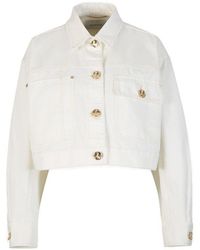 Zimmermann - Buttoned Cropped Denim Jacket - Lyst