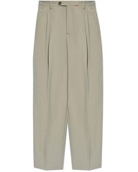 Marni - Logo Embroidered Pressed Crease Trousers - Lyst
