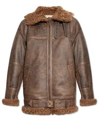 Saint Laurent - Hooded Shearling Jacket, - Lyst
