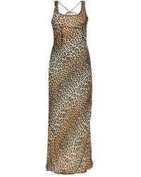 Ganni - Leopard Printed Maxi Dress - Lyst