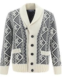 Cruciani - Patterened Intarsia-knit Buttoned Cardigan - Lyst