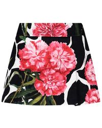 Dolce & Gabbana Floral Printed A-line Mini Skirt - Red