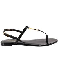 saint laurent cassandra leather slingback thong sandals