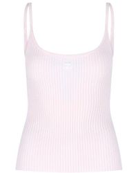 Courreges - Logo Embroidered Ribbed Sleeveless Top - Lyst