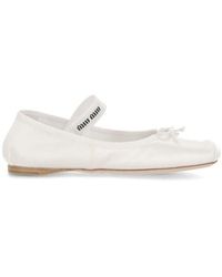 Miu Miu - Bow-detailed Slip-on Satin Ballerina Shoes - Lyst