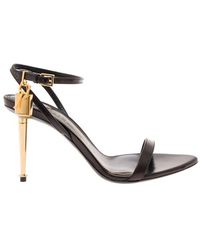 Tom Ford Leather Sandals With Padlock Detail Woman - Black