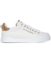 Dolce & Gabbana Portofino Sneakers With Pearl - White