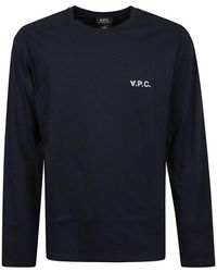 A.P.C. - Logo Embroidered Long-sleeved T-shirt - Lyst