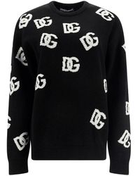 Dolce & Gabbana - Logo Intarsia-knitted Crewneck Jumper - Lyst