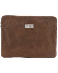 MM6 by Maison Martin Margiela - Crinkled Leather Document Holder Pouch - Lyst