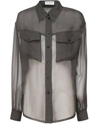 Saint Laurent - Chiffon Transparent Shirt - Lyst