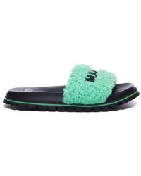 Marc Jacobs Synthetic Logo Embroidered Slides in Black Womens Shoes Flats and flat shoes Flat sandals 