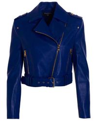 Balmain - Leather Cropped Jacket - Lyst