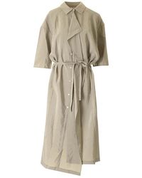 Lemaire - Fog Gray Asymmetric Midi Dress - Lyst