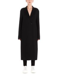 Jil Sander Double Breasted Coat - Black