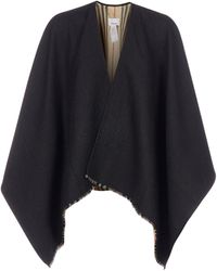 Burberry Icon Stripe Detail Cape - Black