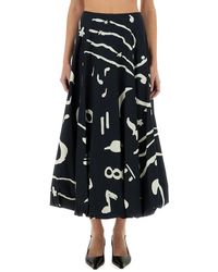 Alysi - Graphic Printed Midi Skirt - Lyst