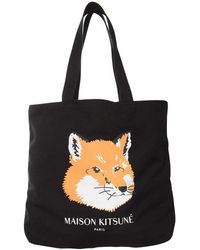 Maison Kitsuné Fox Tote Bag in Black Womens Tote bags Maison Kitsuné Tote bags 
