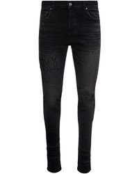 Amiri - Skinny Jeans With Crystal Embellished Logo And Used Effect - Lyst