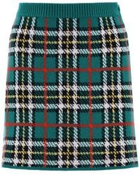 Miu Miu - Checked Knit Mini Skirt - Lyst