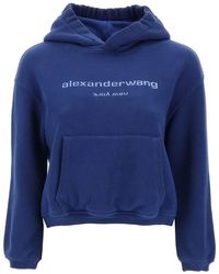 Alexander Wang - Cropped Hoodie With Glitter Logo - Lyst
