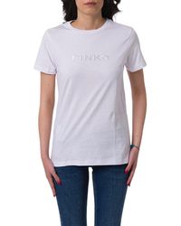 Pinko - Logo Embroidered Crewneck T-shirt - Lyst