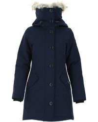 Canada Goose Rossclair Fur Trim Down Parka - Blue