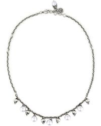 Alexander McQueen Skull Pearl Beaded Necklace - Metallic