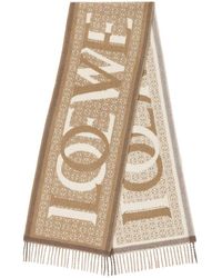 Loewe - Love Fringed Wool And Cashmere-blend Jacquard Scarf - Lyst