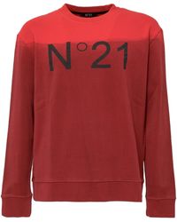 N°21 Logo Printed Crewneck Sweatshirt - Red