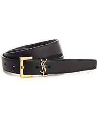 Saint Laurent - Hammered Leather Belt - Lyst