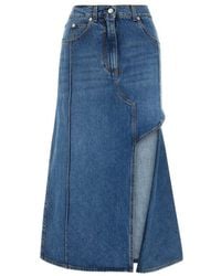 McQueen - Denim Midi Skirt - Lyst