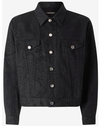 Roberto Cavalli - Python-Print Denim Jacket - Lyst