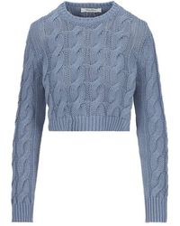 Max Mara - Cable Knit Cropped Jumper - Lyst