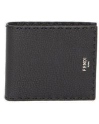 Fendi - Raffia Leather Bi Fold Wallet - Lyst