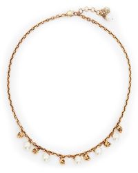 Alexander McQueen Pearl Embellished Necklace - Metallic