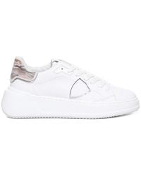 Philippe Model Tres Temple Lace-Up Sneakers in White | Lyst