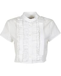 MSGM - Ruffled Buttoned Top - Lyst