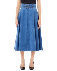 Liu Jo - A-Line Denim Midi Skirt - Lyst