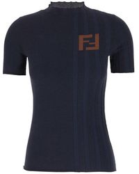Fendi - Ff Intarsia-knit Crewneck Top - Lyst