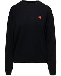 KENZO - Ribbed Edge Wool Crew-Neck Sweater - Lyst