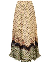 Etro - Crepe De Chine Long Skirt - Lyst
