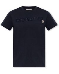 Moncler - Logo Embroidered Crewneck T-shirt - Lyst