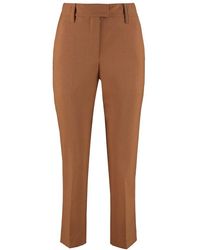 Red Brunello Cucinelli Satin Trouser in Brick Red Womens Clothing Trousers Slacks and Chinos Capri and cropped trousers 