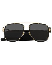 Versace Eyewear 60mm Aviator Sunglasses - Black