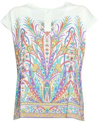 Etro - Button Placket Sleeveless Printed Top - Lyst