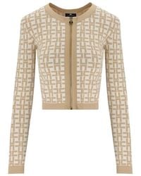 Elisabetta Franchi - Monogram Butter Cropped Cardigan - Lyst