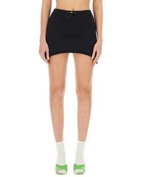 Barrow - High Waist Curved Hem Mini Skirt - Lyst