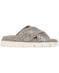 Mou - Criss-Cross Sequined Sandals - Lyst