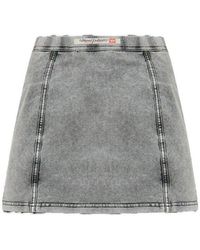 DIESEL O-Aleggra-Mini Denim-Effect Skirt in Black | Lyst